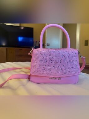Madden Girl Pink Rhinestone-Embellished Top-Handle Crossbody